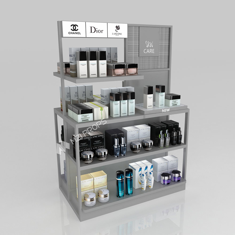 GDR11-ZD01-C Retail Store Display with Rods and Hooks and Adjustable Shelves for Beauty Counters