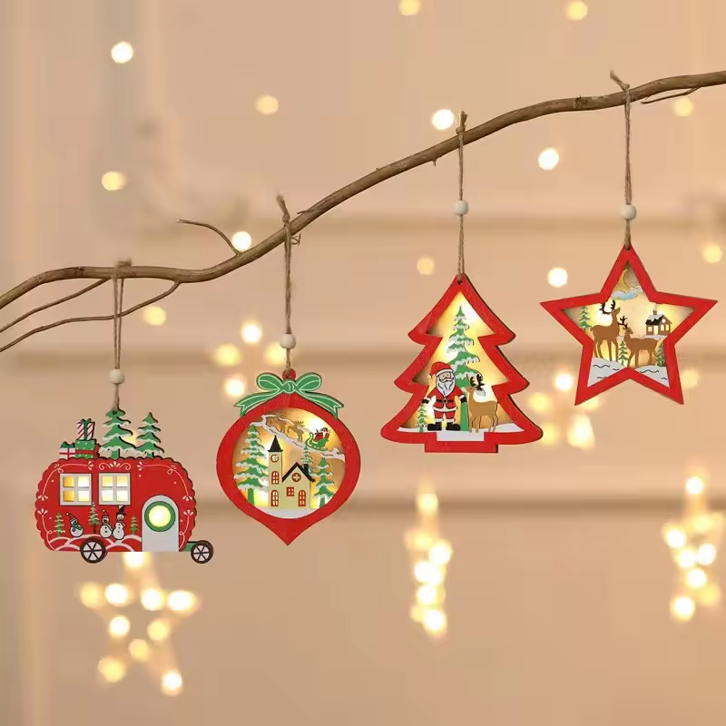 2024 New wooden Christmas decorations Christmas decorative lights