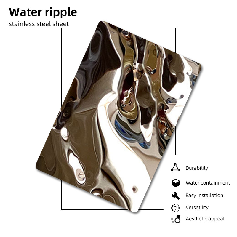 Mirror Silver Water Ripple Stainless Steel Sheet Big Pattern White Elevator Decorative