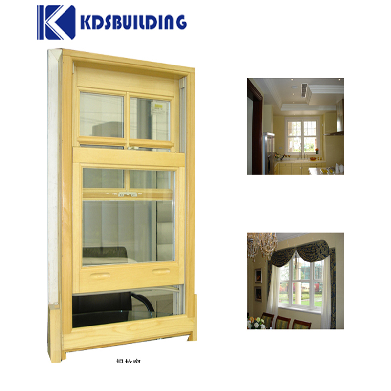 KDSBuilding Best America Style Waterproof Soundproof Wooden Sash Wood Double Hung Windows