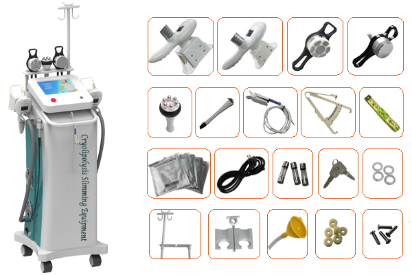 Fat Burning 5 handles Vacuum Cavitation+RF+Cryolipolysis Radio Frequency slimming machine