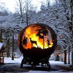 garden Fire Sphere Assemble Outdoor corten steel backyard Fire Pit Bowl