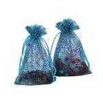 Blue Organza 18x12" Drawstring Gift Bags Biodegradable For Candy
