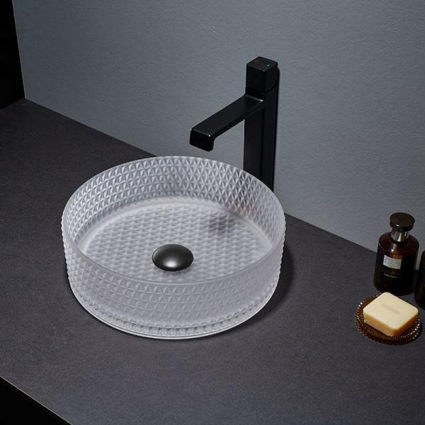 Buy cheap Acid Matt Glass Vessel Basins Bathroom Vanity 12mm High End Crystal Diamond from wholesalers