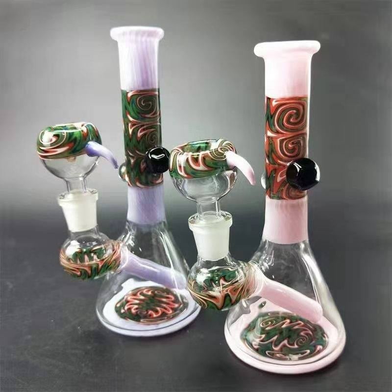 8 Inch Multicolored Recycler Glass Water Bongs 4mm Thickness