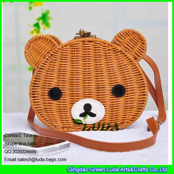 Buy cheap LUDA cute bear wicker straw handbags for yong girls from wholesalers