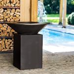 Outdoor Black Charcoal BBQ Grill Metal Barbecue Fire Table With Wood Storage
