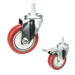 6 Inch Double Brake Threaded Castor Wheels Pvc Anti Entanglement