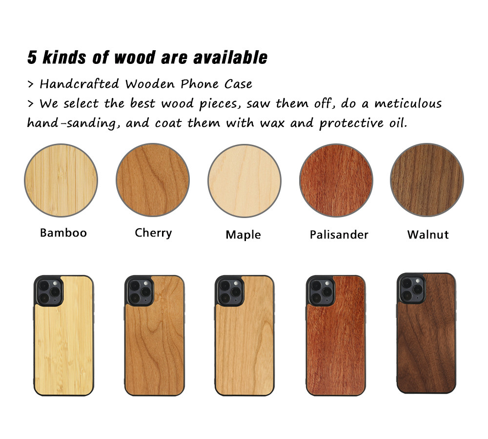 TPU Bamboo Wooden Phone Case Natural Walnut Wood Phone Cover Shockpoof