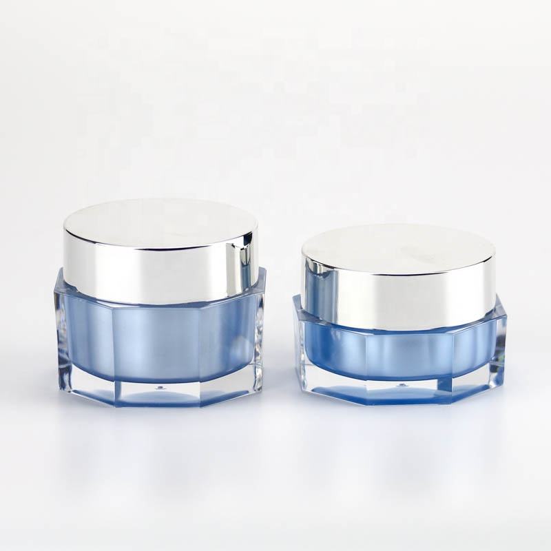 Octagon Shape Acrylic Jar 50g For Skin Care Empty Clear Cream Cosmetic Container