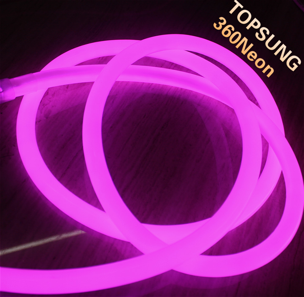 360 round mini flexible neon flex led strip lights ribbon pink purple color 24v
