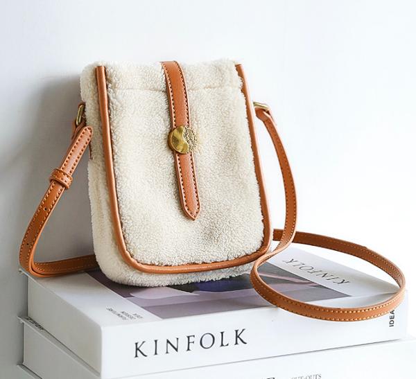 Buy cheap OEM Lamb Fur Plush PU Phone Bag BSCI Mini Crossbody Phone Bags from wholesalers