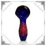 Hand Blown Glass Smoking Pipe Luminous Spider and Web Pipe 10cm