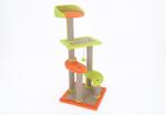 Four Story Kitten Climbing Frame Green / Orange Color Beautiful With Gazebo