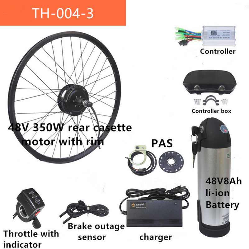 251W 350W 48V Rear Drive E Bike Conversion Kit For Cassette And Rotate Motor