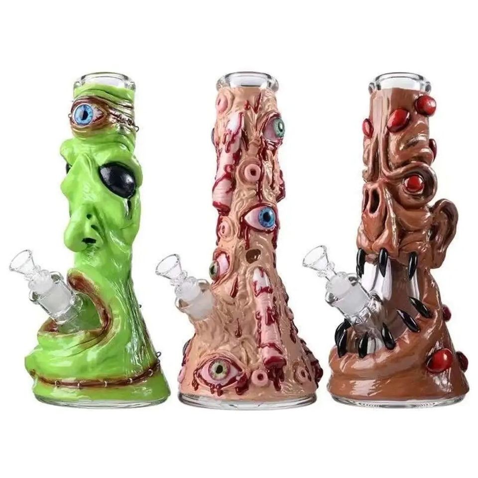 7" Hookah Glass Water Pipes Bong Bubbler With Percolator Black Monster
