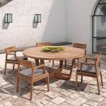 Nordic Modern Round And Rectangle Teak Outdoor Dining Table For 10