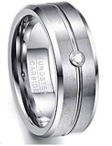 Buy cheap Modern Style 6MM/8MM Zirconium Stone and Polished Tungsten Steel Carbide Wedding Engagement Rings for Men Fashion Jewelry from wholesalers