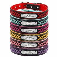 Buy cheap Personalized Nameplate Custom Leather Dog Collars , Braided Leather Engraved Dog product