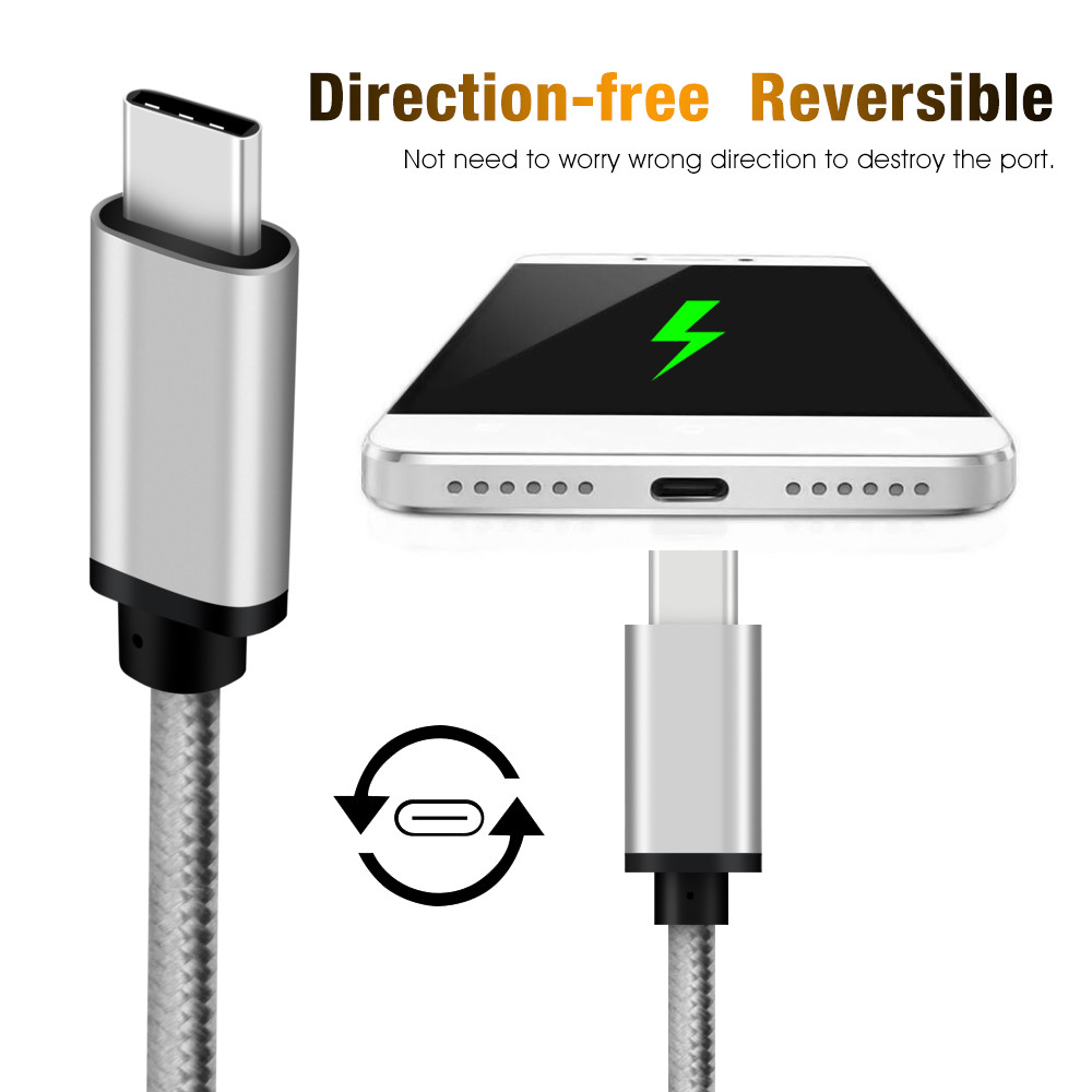 3 Feet Long USB Type C To Type C Cable , Silver C Port Cable ROHS Approved