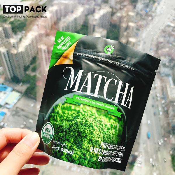 Buy cheap 30g Stand Up Food Packaging Pouches Matcha Tea Packaging With Zipper from wholesalers