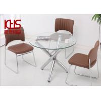 Buy cheap Luxury Customized Modern Kitchen Dining Tables Ivory White Glass Topped End product