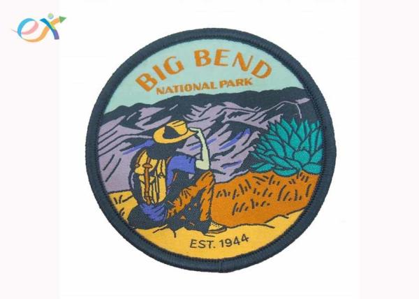 Buy cheap Round Clothing Wovene Iron On Embroidered Patches For Bags / Hats / Shirts from wholesalers