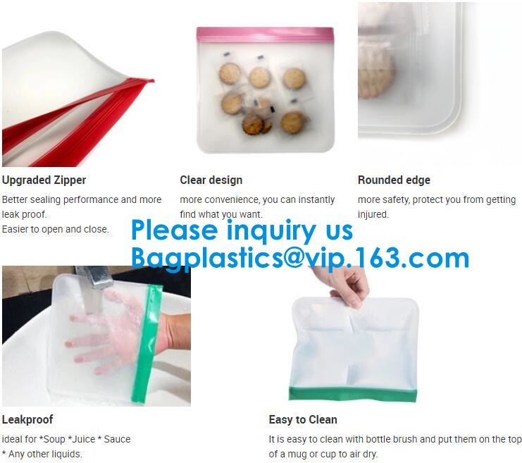 FDA Approved Zip Lock Bags Food Packaging Zipper peva Reusable Zip lockk Sandwich Bag,Eco-Friendly Soft Clear PEVA Bag Wit