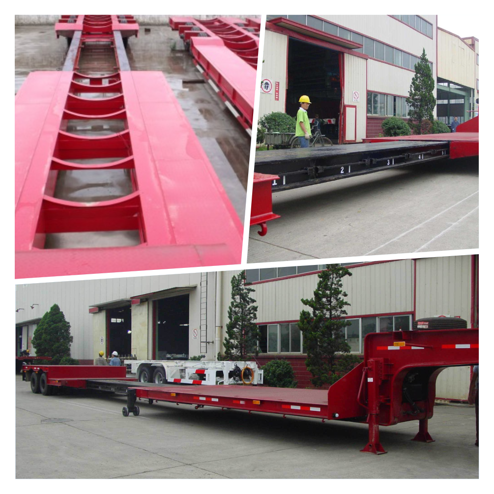 3 Axle Extendable Low Bed Semi/Truck Trailers with 11.00r20 12r22.5 315 385 Tires