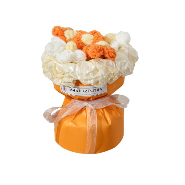 Buy cheap 11x13cm Mini Flower Bouquet Knitted Puff Bouquet Finished Product Artificial Flowers in Multiple Color for Mother's Day from wholesalers