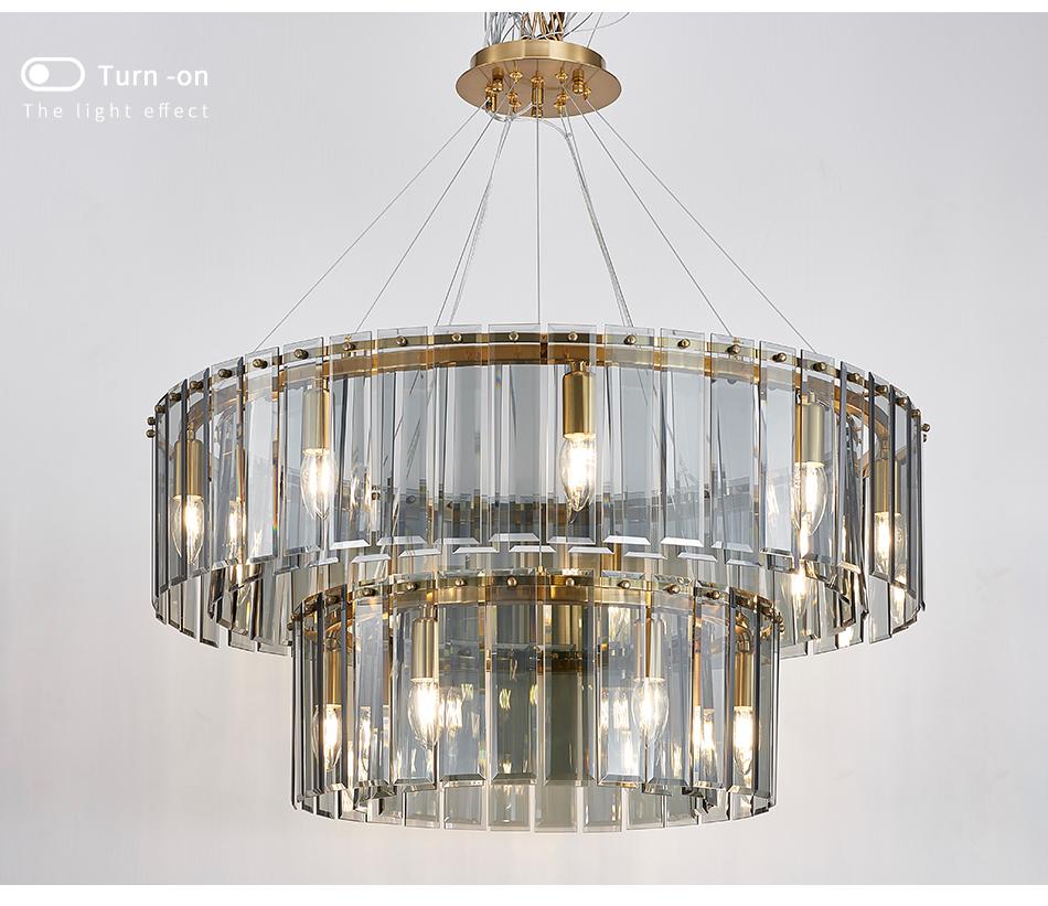 Living room home decor double layer led luxury crystal round chandelier lighting(WH-CY-228)