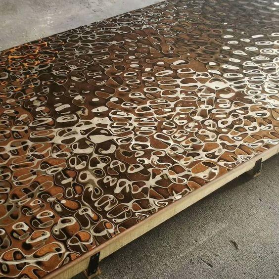 2019 Steelcolor Aperam Supplier Water Ripple Pattern 1500*3000 Stainless Steel