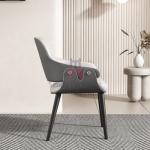 Hollowed Out Back Metal Restaurant Chair With Leather Upholstered