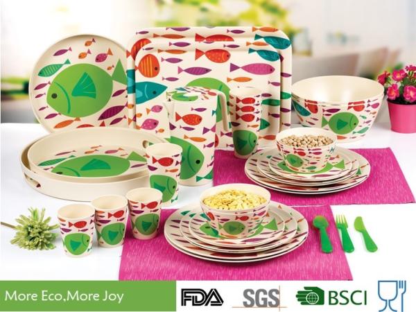 Buy cheap Fresh Ocean Cartoon Fishes Bamboo Dinnerware Dishwasher Safe Tasteless Heavy Metal Free from wholesalers
