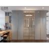 Buy cheap Custom Size Gray Blue Modern Bedroom Wardrobe Furniture With Golden Accents from wholesalers