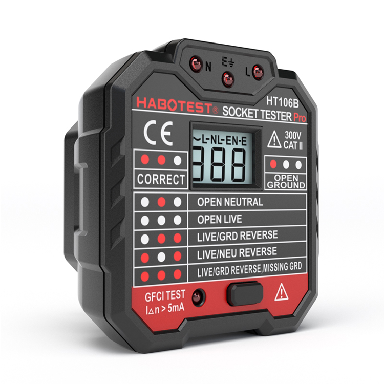 Easy Use Plug Socket Tester HT106 62*65.5*56 Mm Dimensions For Voltage Measurement