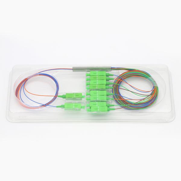 factory supply gpon 1x8 steel tube type 0.9mm 1m with SC/APC connectors fiber