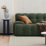 Knitted Modern Fabric Sofa Set Ergonomic Cloth Green 3 Seater Fabric Sofa