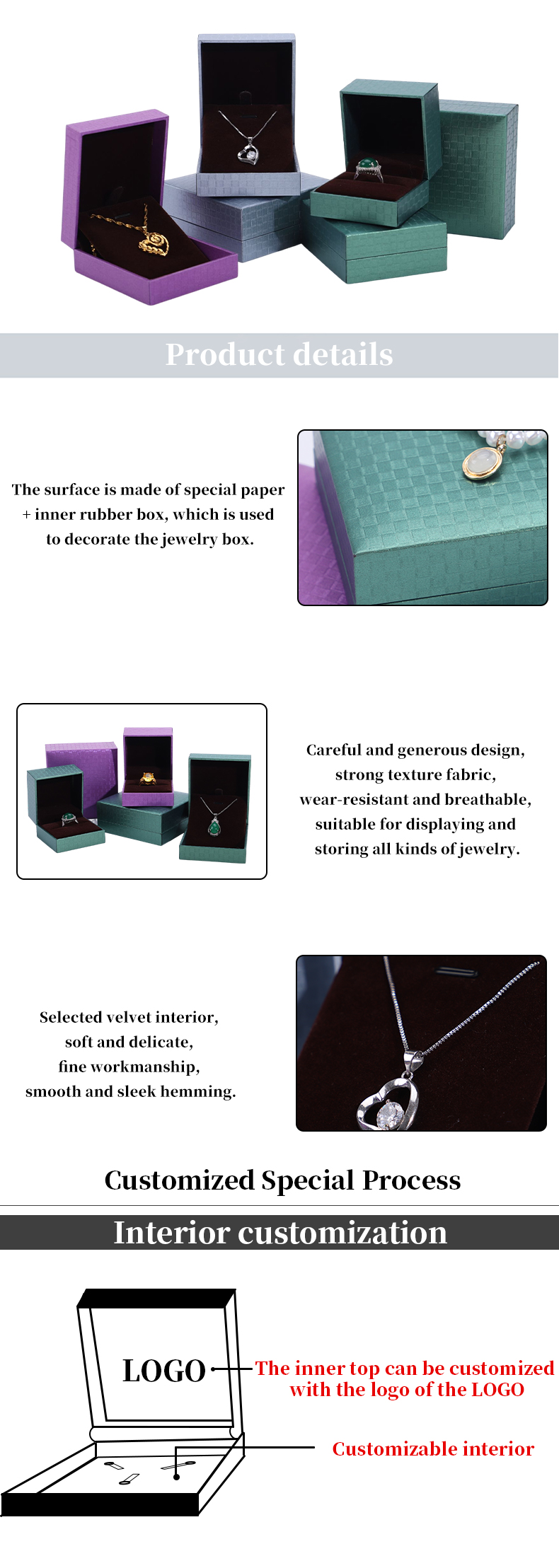 Pendant Bracelet Necklace Ring Jewelry Box Purple Paper Packaging Hot Stamping