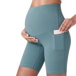 8" High Waisted Yoga Shorts With Pockets 250gsm Over The Belly Bump Pants