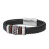 Buy cheap Fashion Jewelry Black Men Leather Bracelet With Magnetic Clasp Wholesale from wholesalers