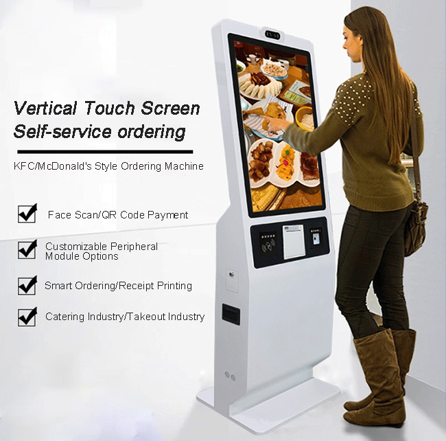 Curved Self Ordering Kiosk Square Self Order Kiosk With Immersive Display