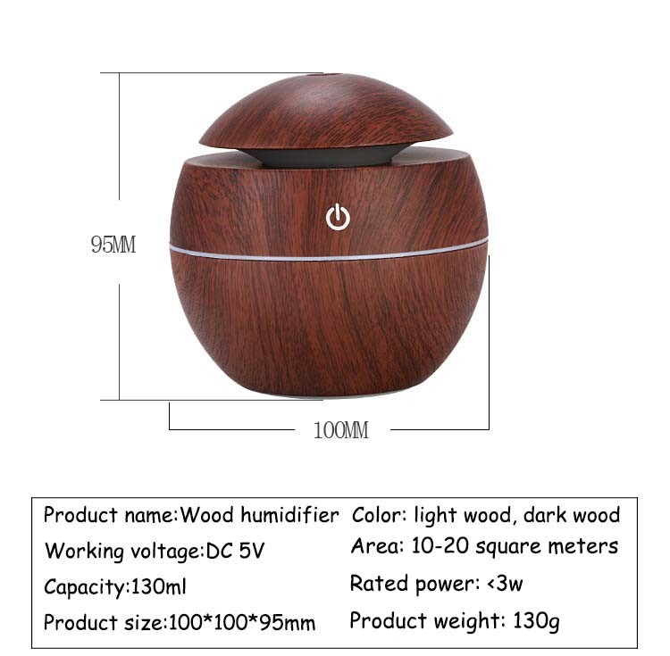 Color Changing USB Charging Mini Wood Grain Aromatherapy Diffuser