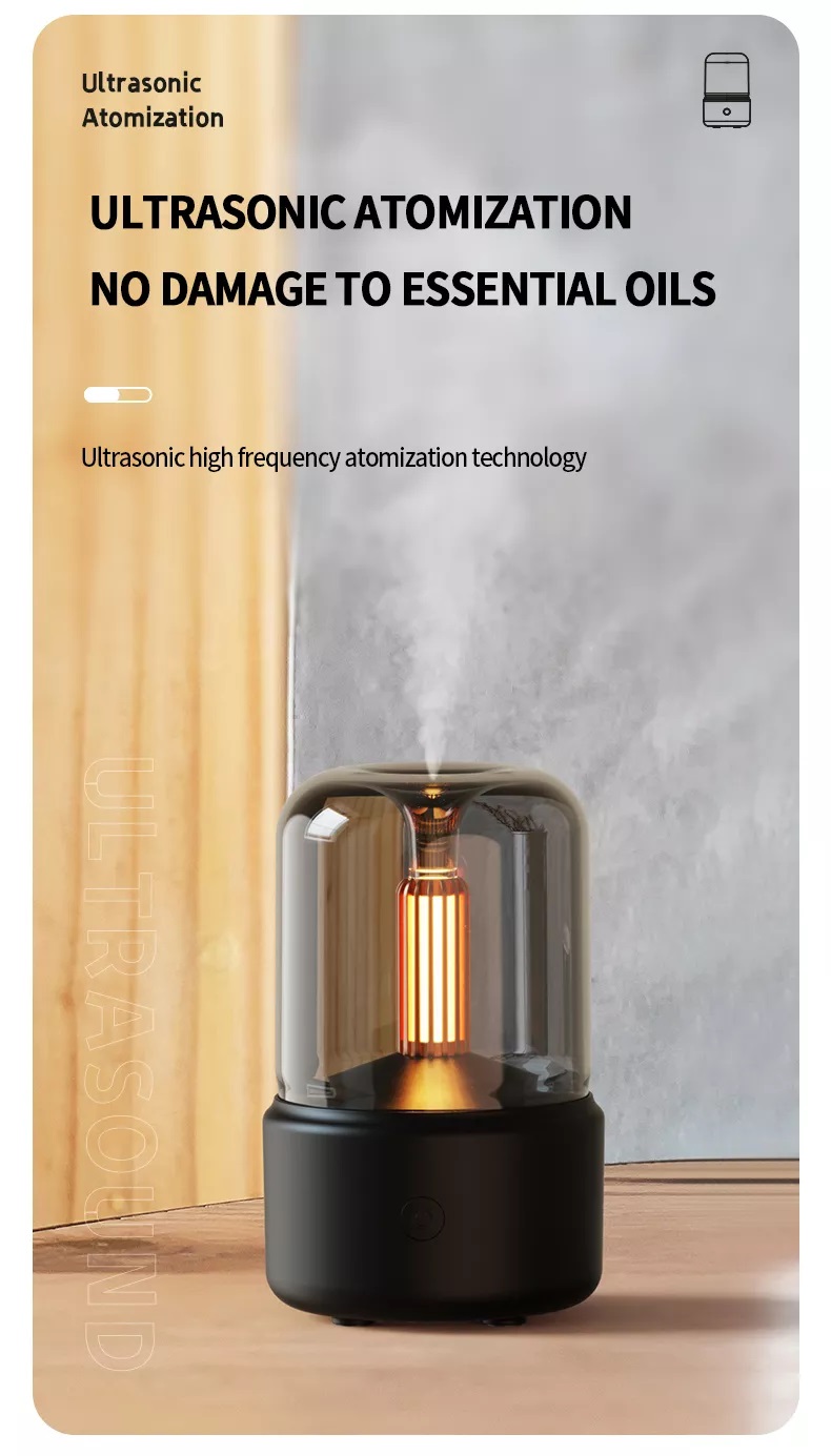 H2o Spray Mist Maker Fogger Aroma Diffuser Essential Oil Car Air Humidifier Mini Atmosphere Simulation Candle Light Humidifier