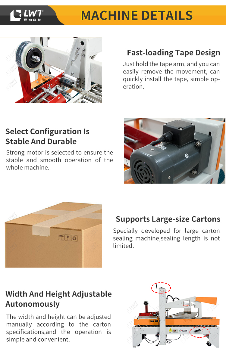 LWT Custom Dog Food Canned Packaging Line Machines Box Taping Machine Case Sealer Automatic Carton sealing machine