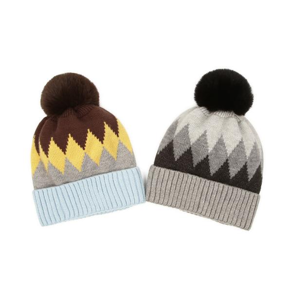 Buy cheap Winter Unisex Faux Fur Pom Pom Beanie Cute Multi Color SGS Approved from wholesalers