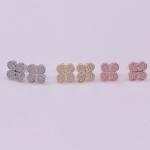 New Arrival Cute Brass Jewelry Earring Party Gift Fashion Crystal Four Leaf
