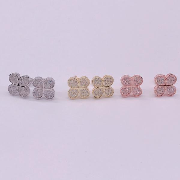 Buy cheap New Arrival Cute Brass Jewelry Earring Party Gift Fashion Crystal Four Leaf Clover Stud Earrings For Women from wholesalers