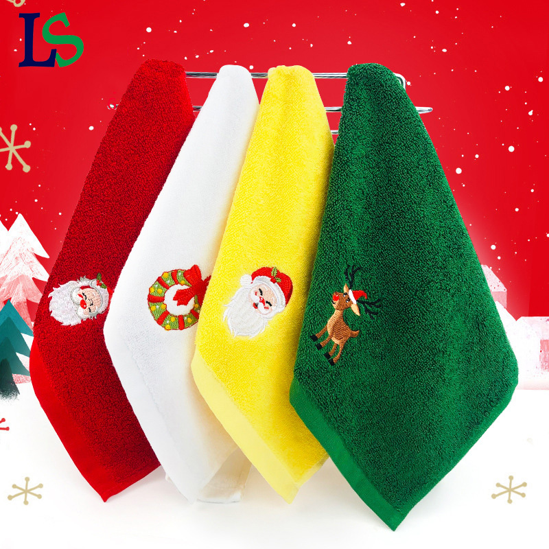 2023 Christmas Towel Gift Set Hypoallergenic Cotton Towels in Gift Box with Embroidery