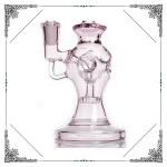 Durable Pink Recycle Bong 9 Inch Glass Smoking Pipes 3.1 Inches Base Diameter